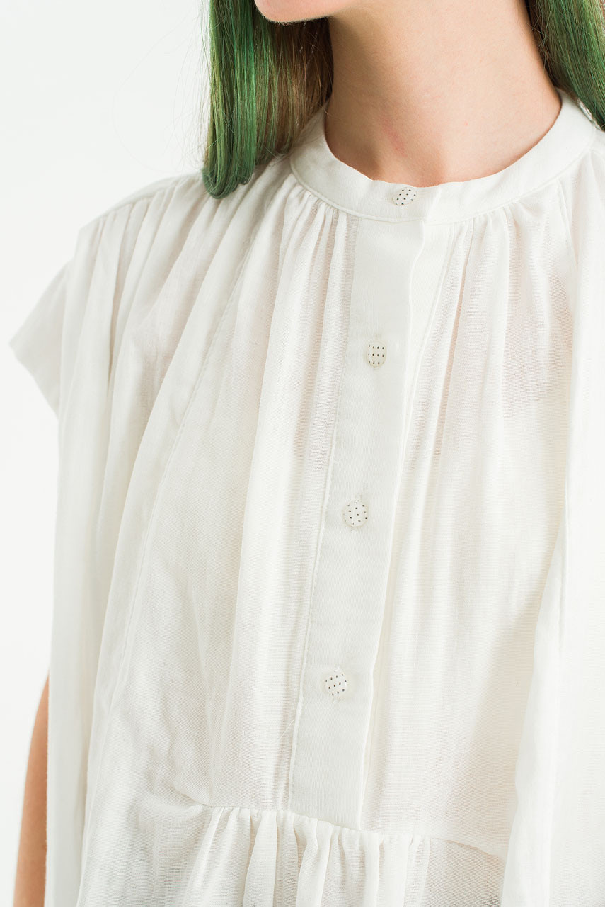 Moon Boxy Cotton Blouse, White