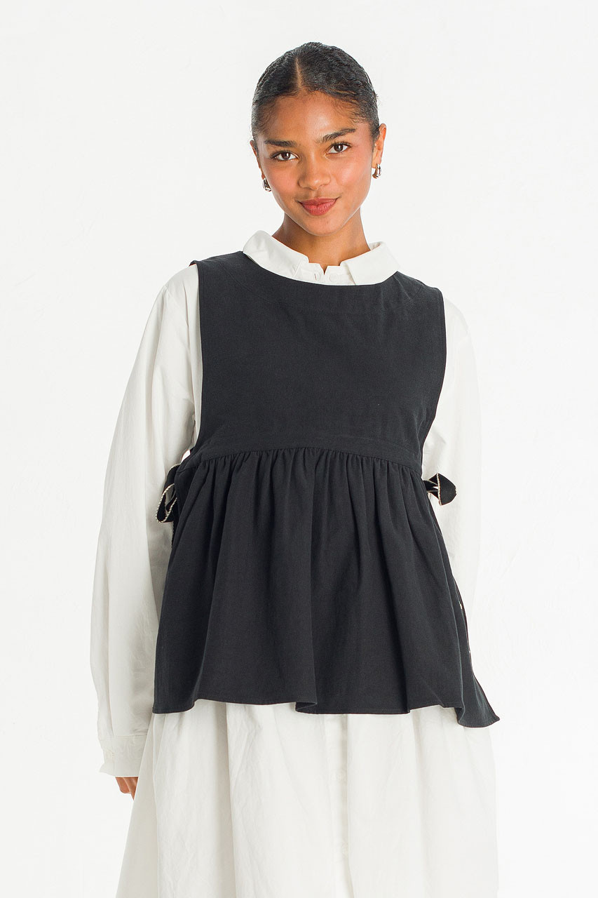 Faye Ribboned Vest, Black