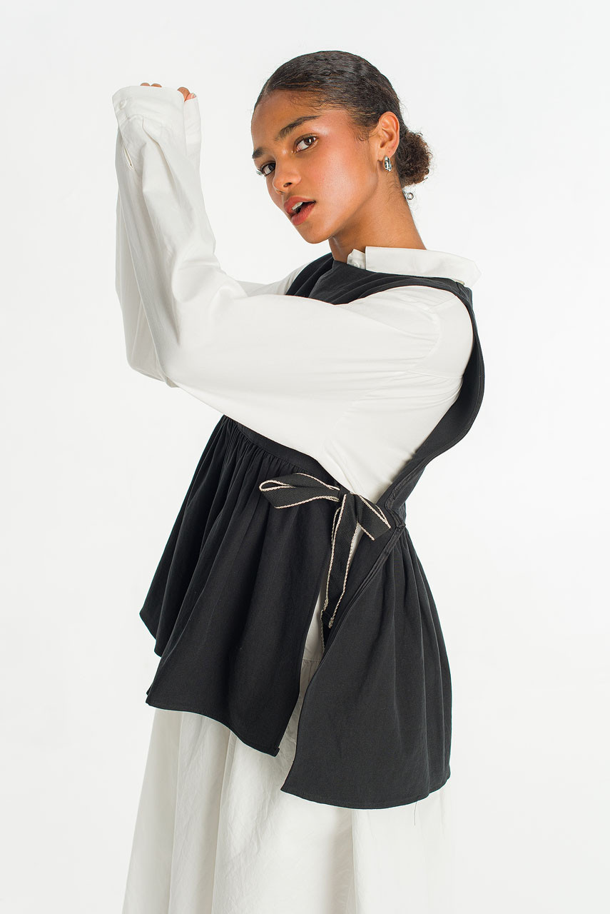 Faye Ribboned Vest, Black