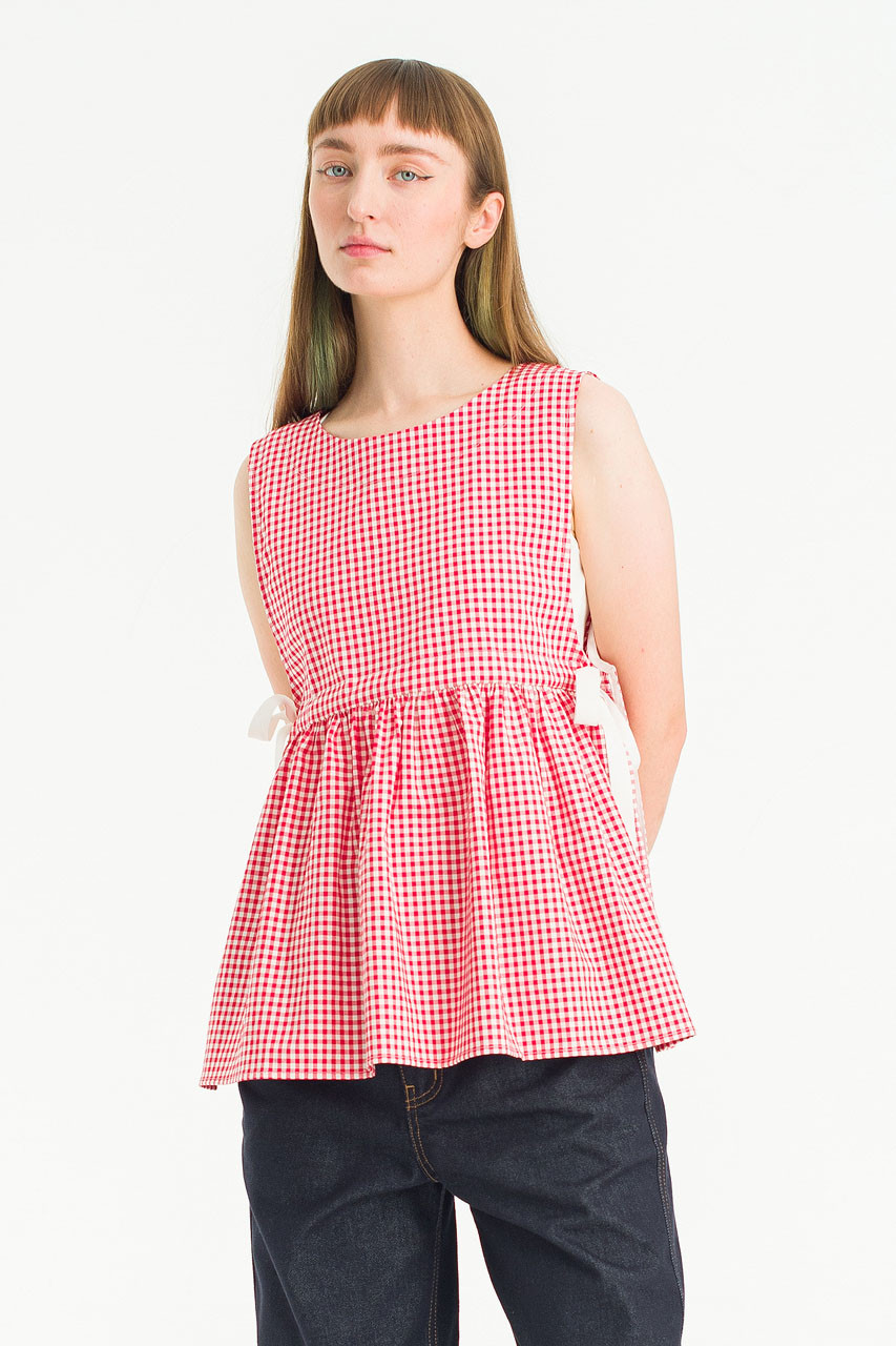 Ribboned Vest, Red Gingham