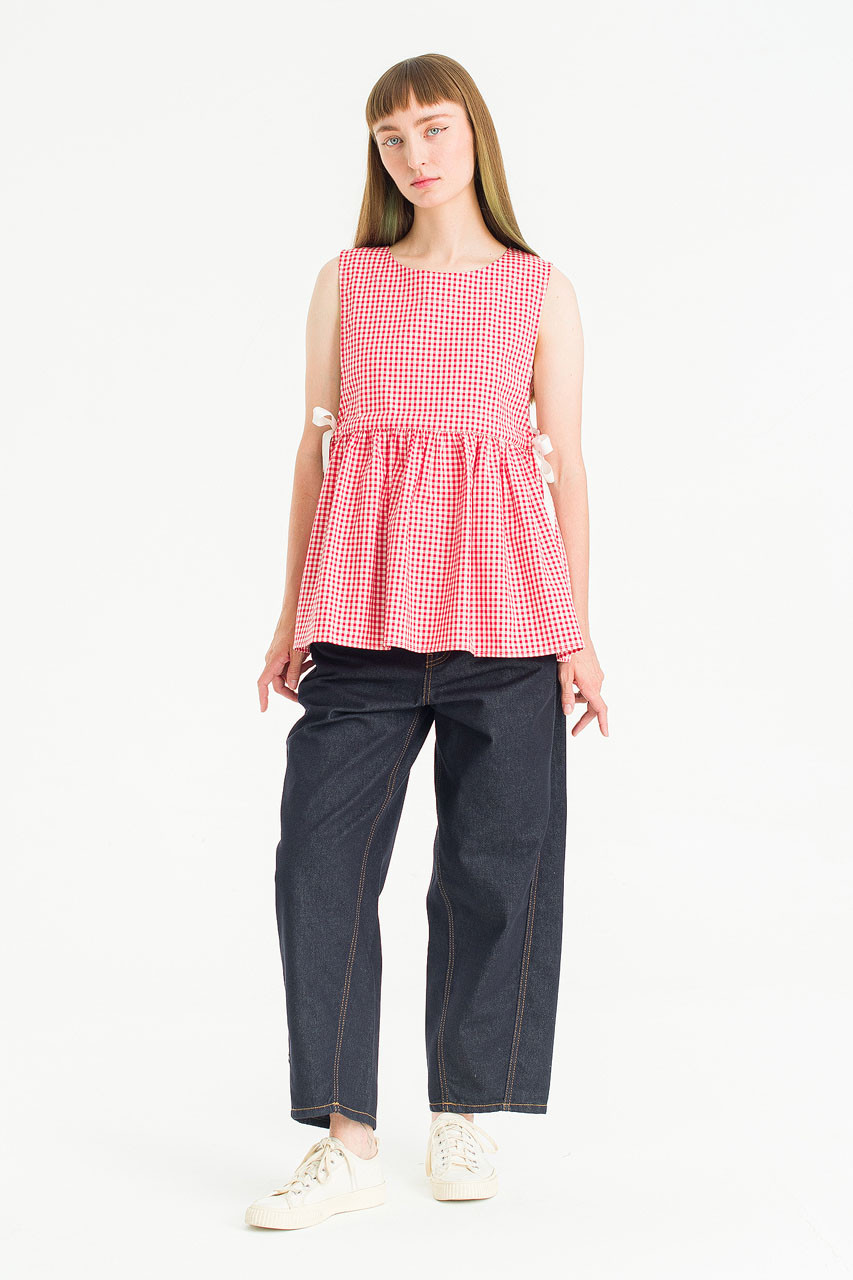 Ribboned Vest, Red Gingham