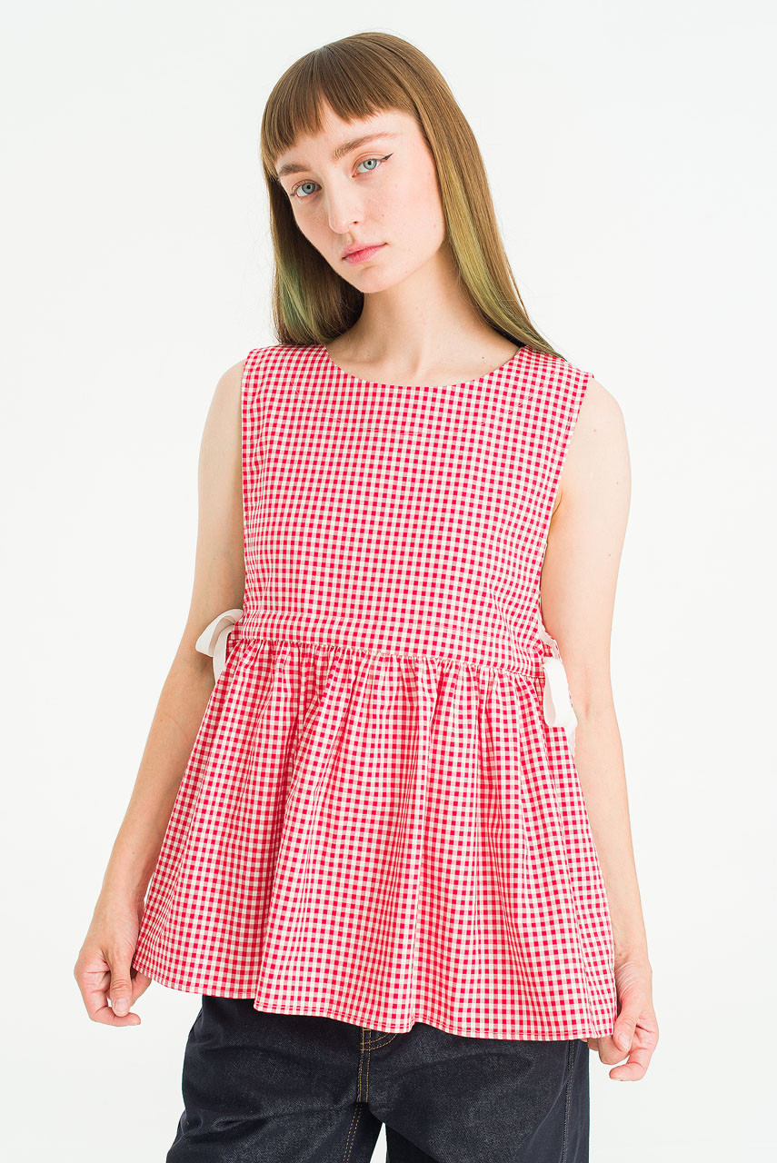 Ribboned Vest, Red Gingham