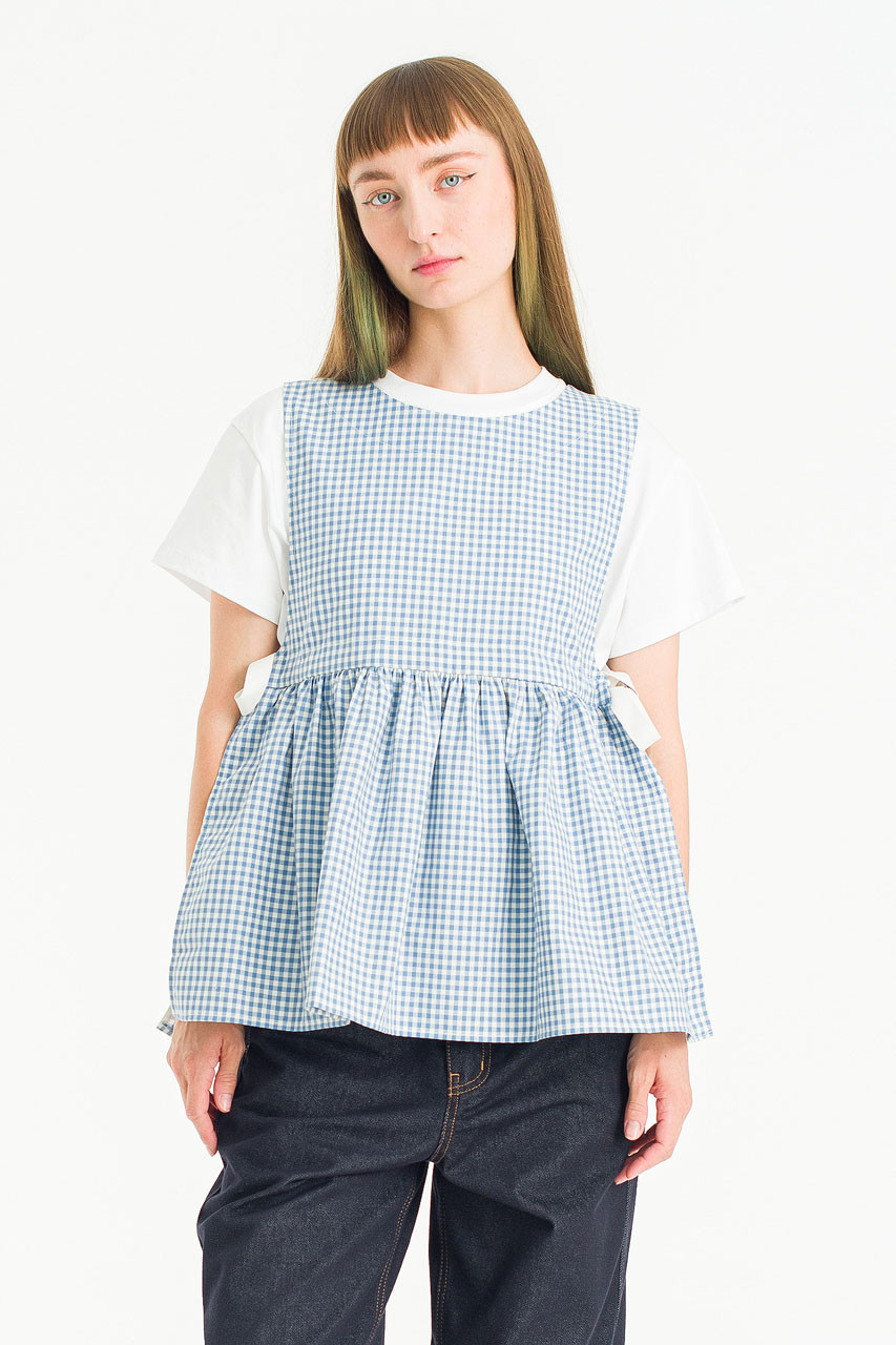 Faye Ribboned Vest, Blue Gingham