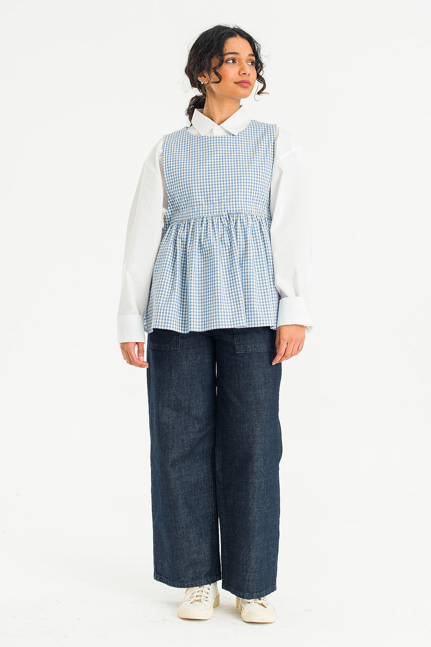 Faye Ribboned Vest, Blue Gingham