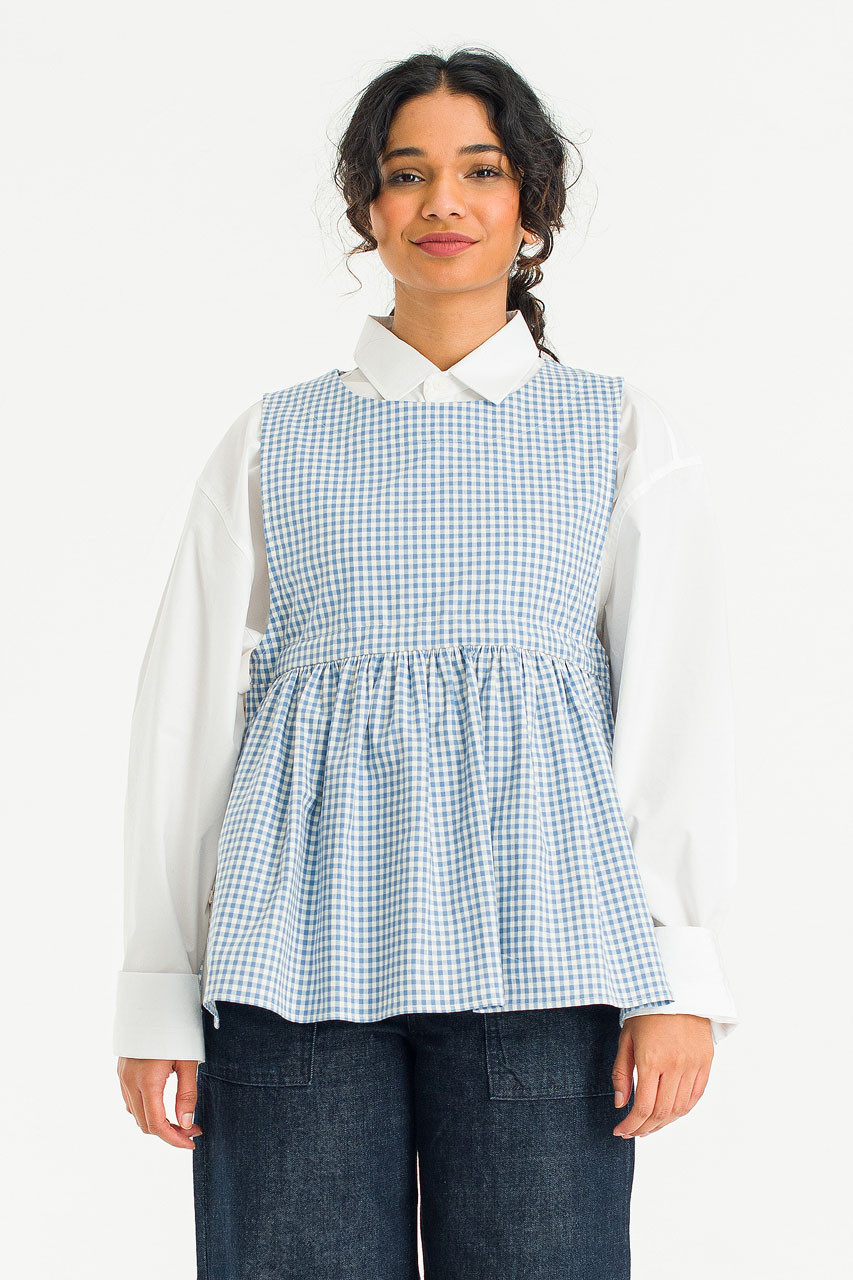 Faye Ribboned Vest, Blue Gingham