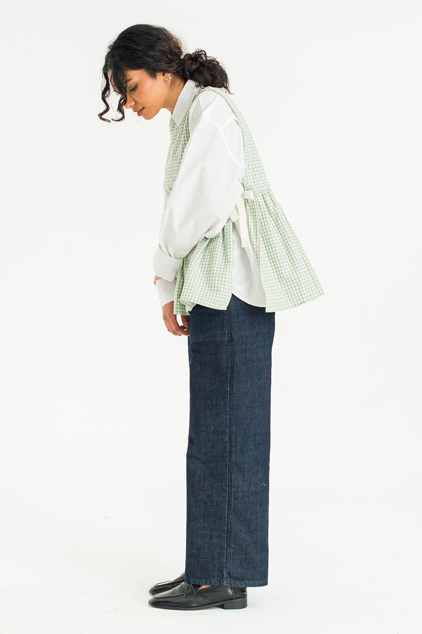 Faye Ribboned Vest, Mint Gingham