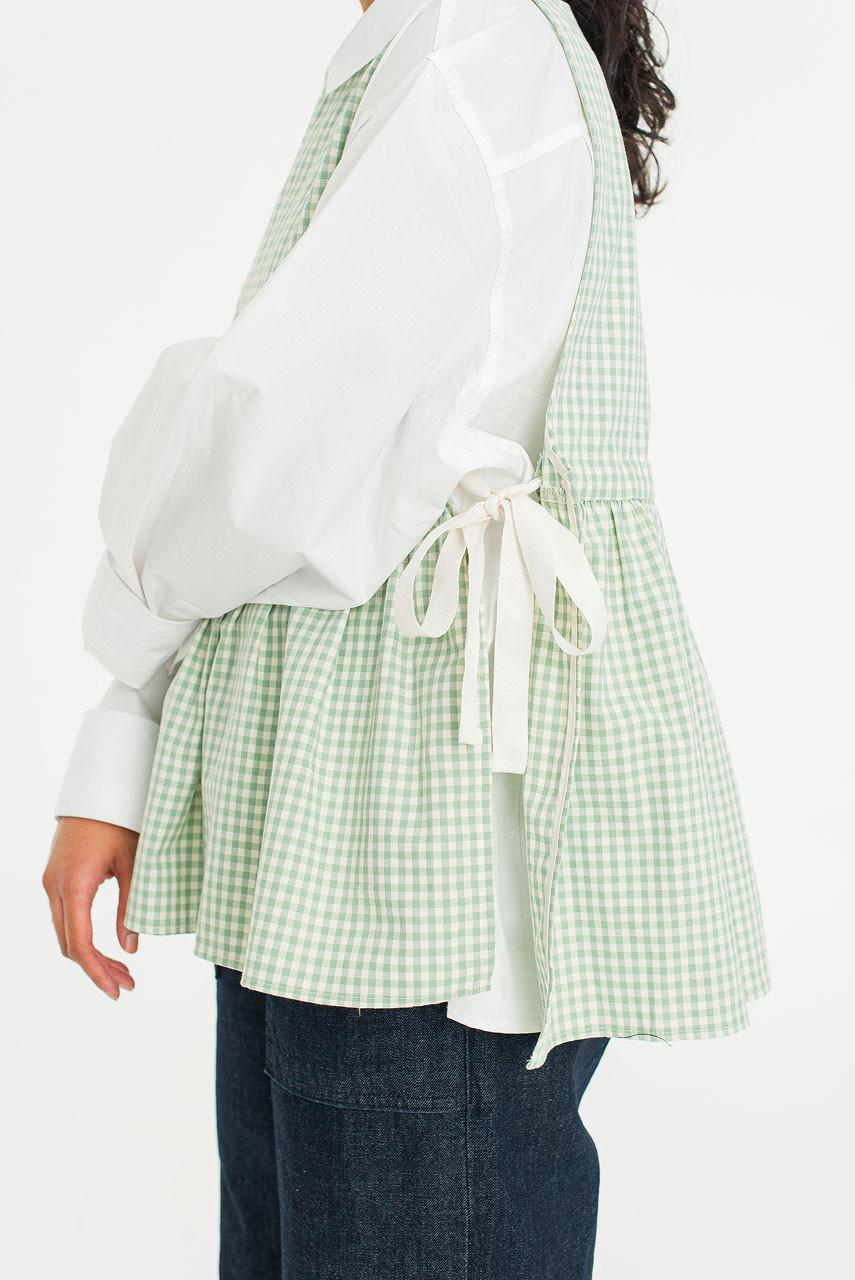 Faye Ribboned Vest, Mint Gingham