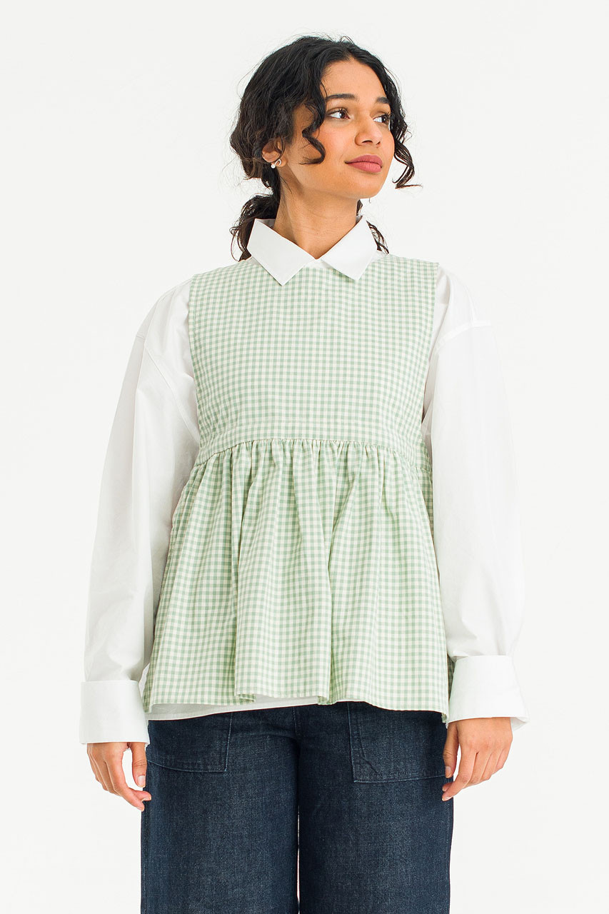 Faye Ribboned Vest, Mint Gingham