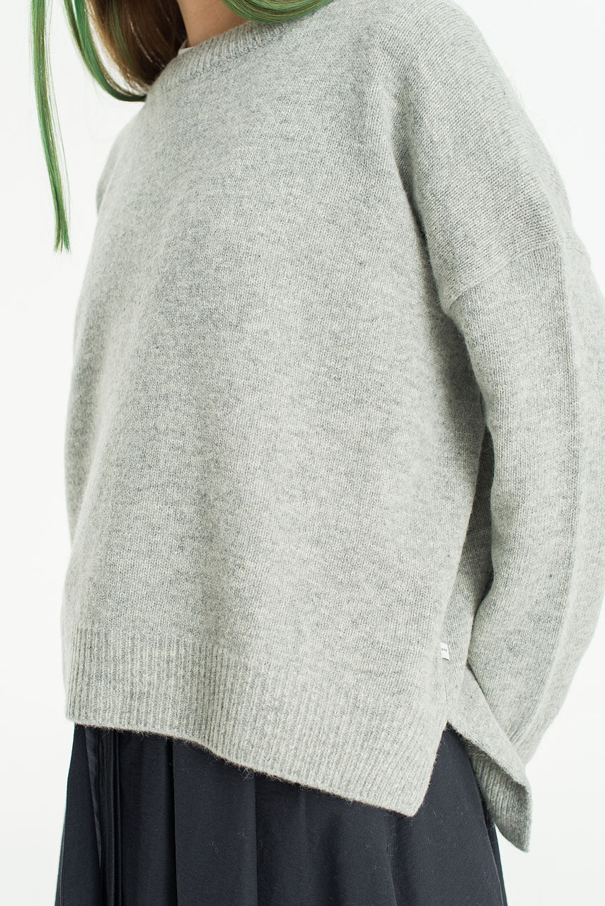 Boucle Round Neck Jumper, Soft Grey