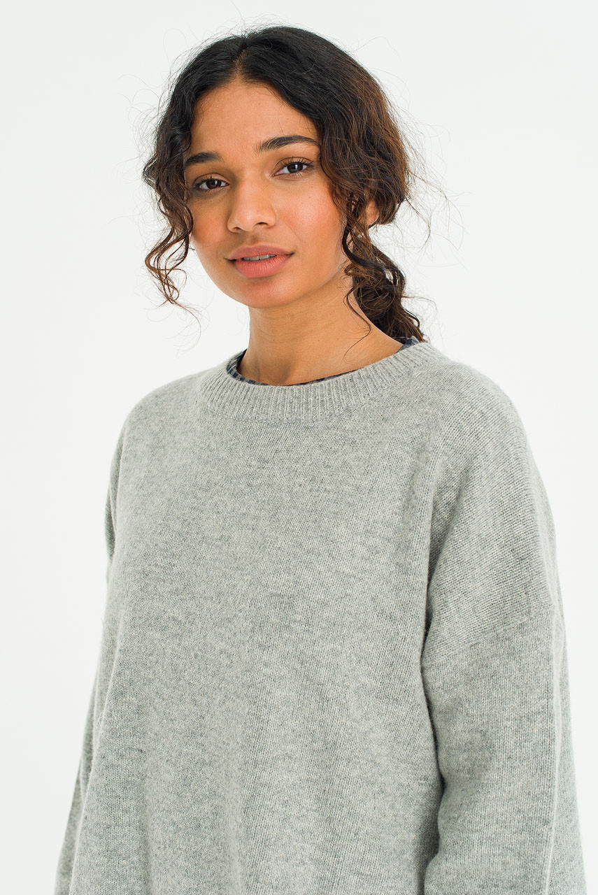 Round Neck Jumper, Soft Grey
