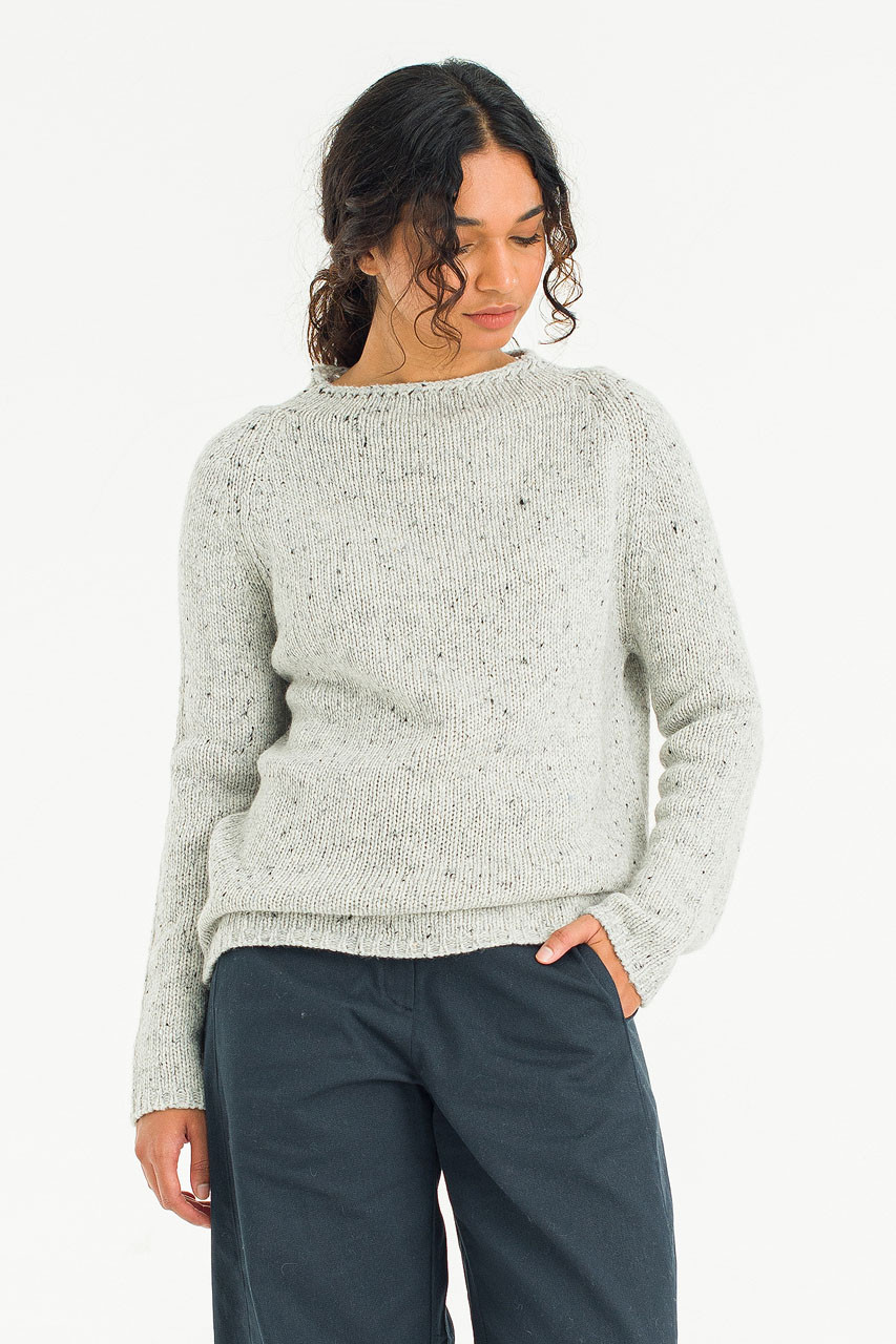 Flecked Fisherman Knit, Stone