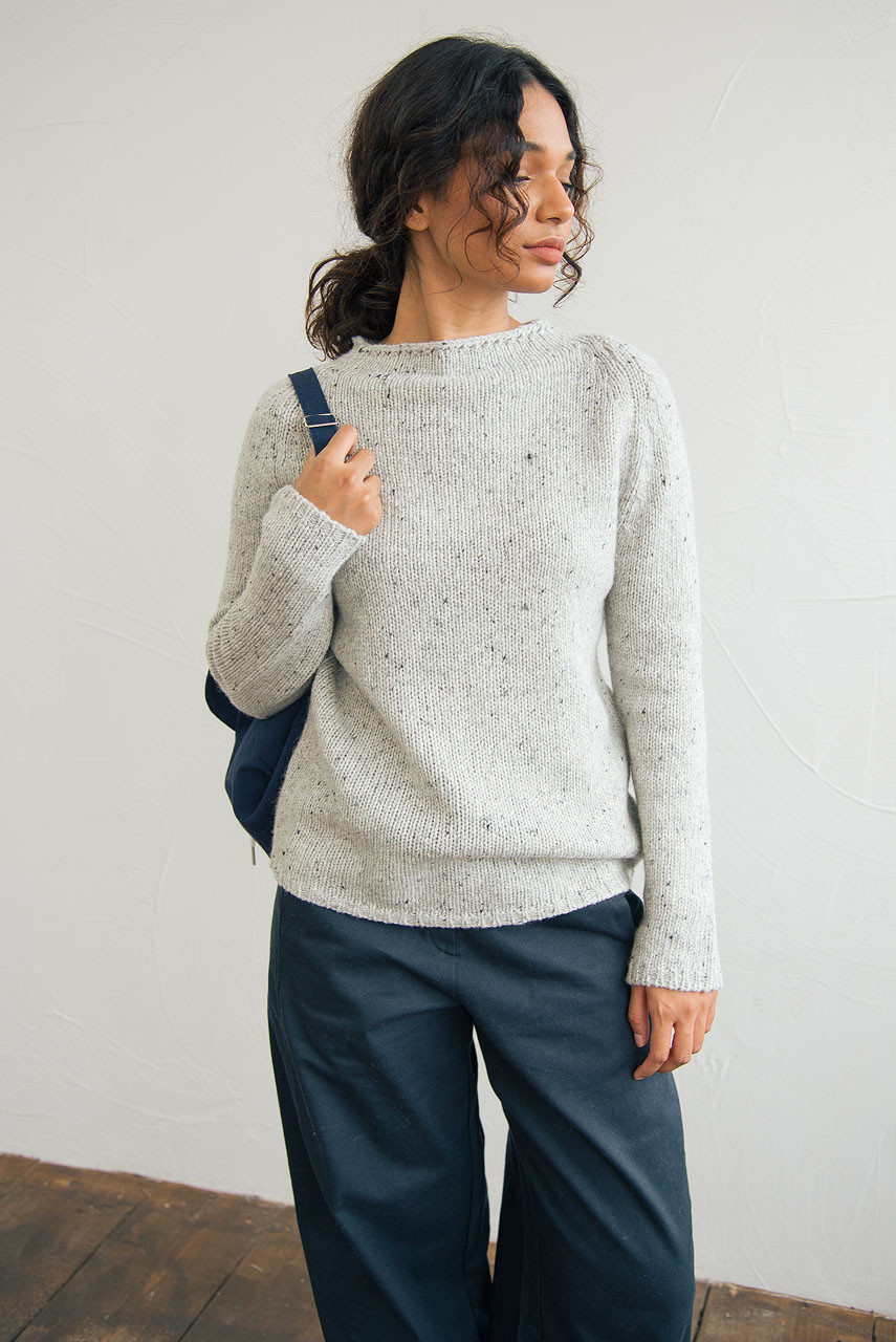 Flecked Fisherman Knit, Stone