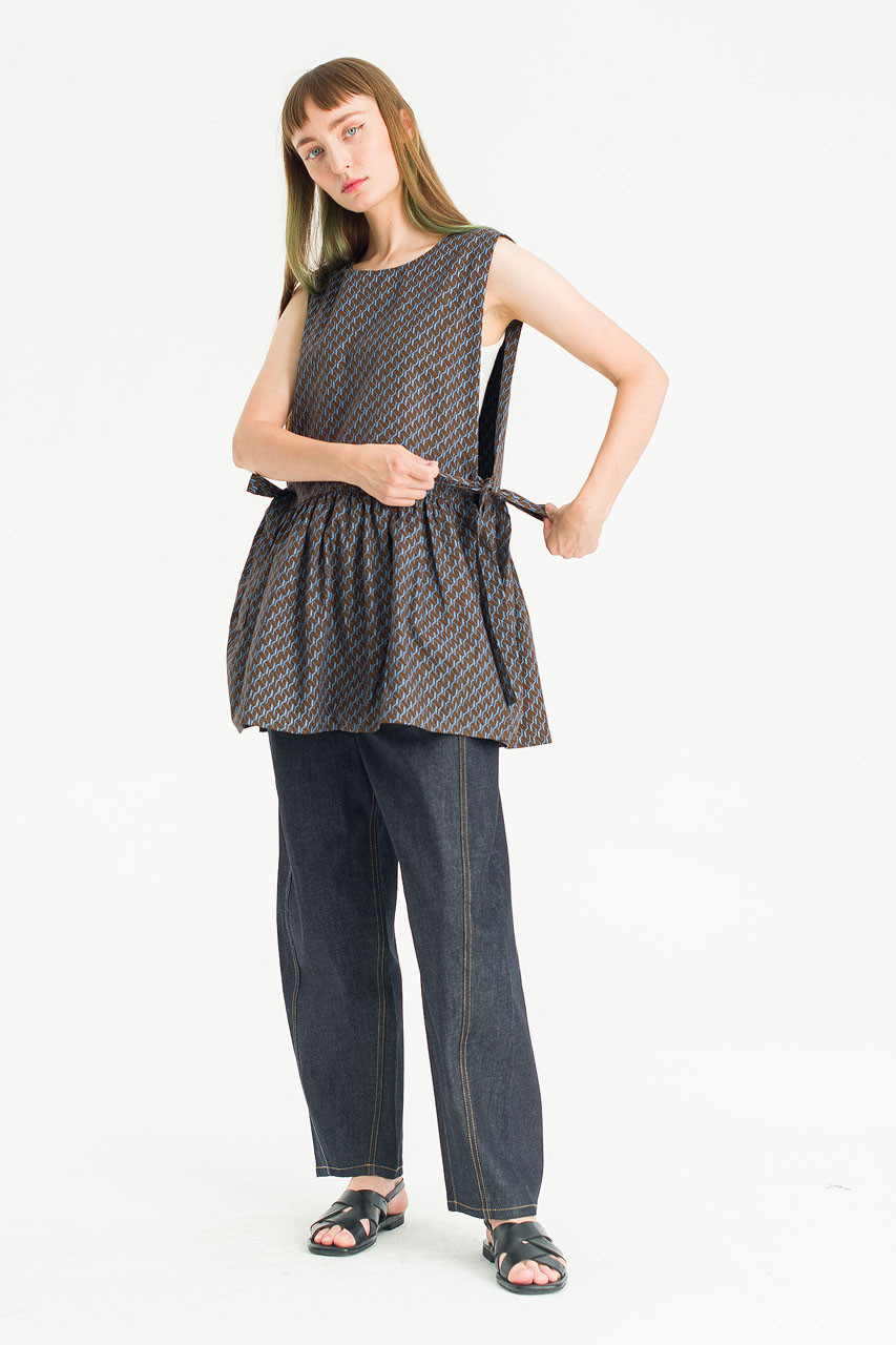 Geo-Ribboned Vest, Brown