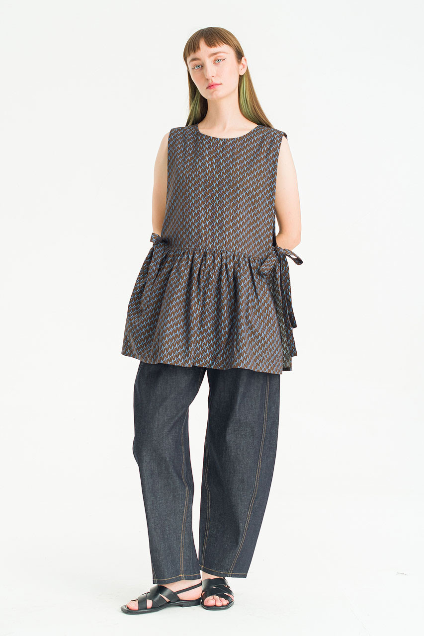 Geo-Ribboned Vest, Brown