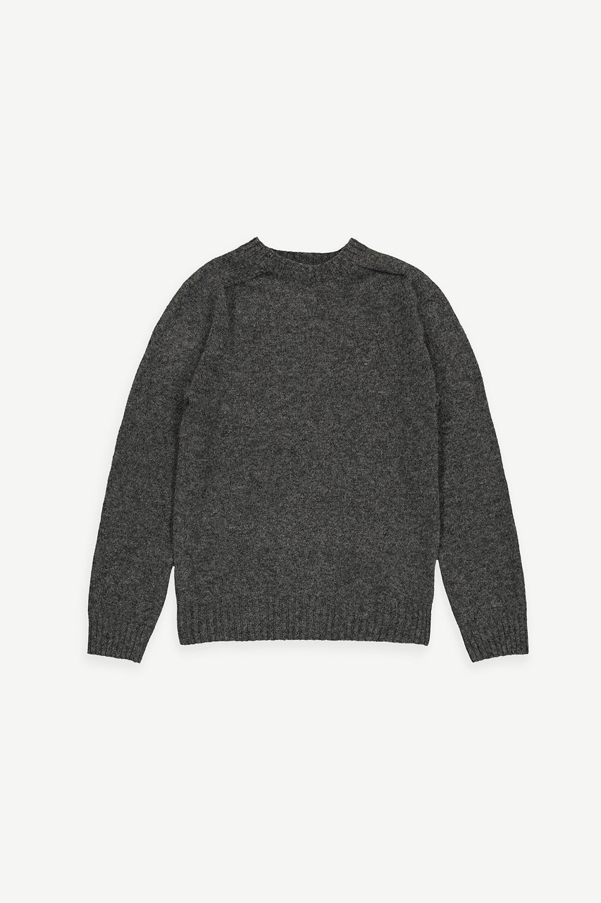 Menswear | Brushed Shetland Crew Neck Jumper, Dark Grey