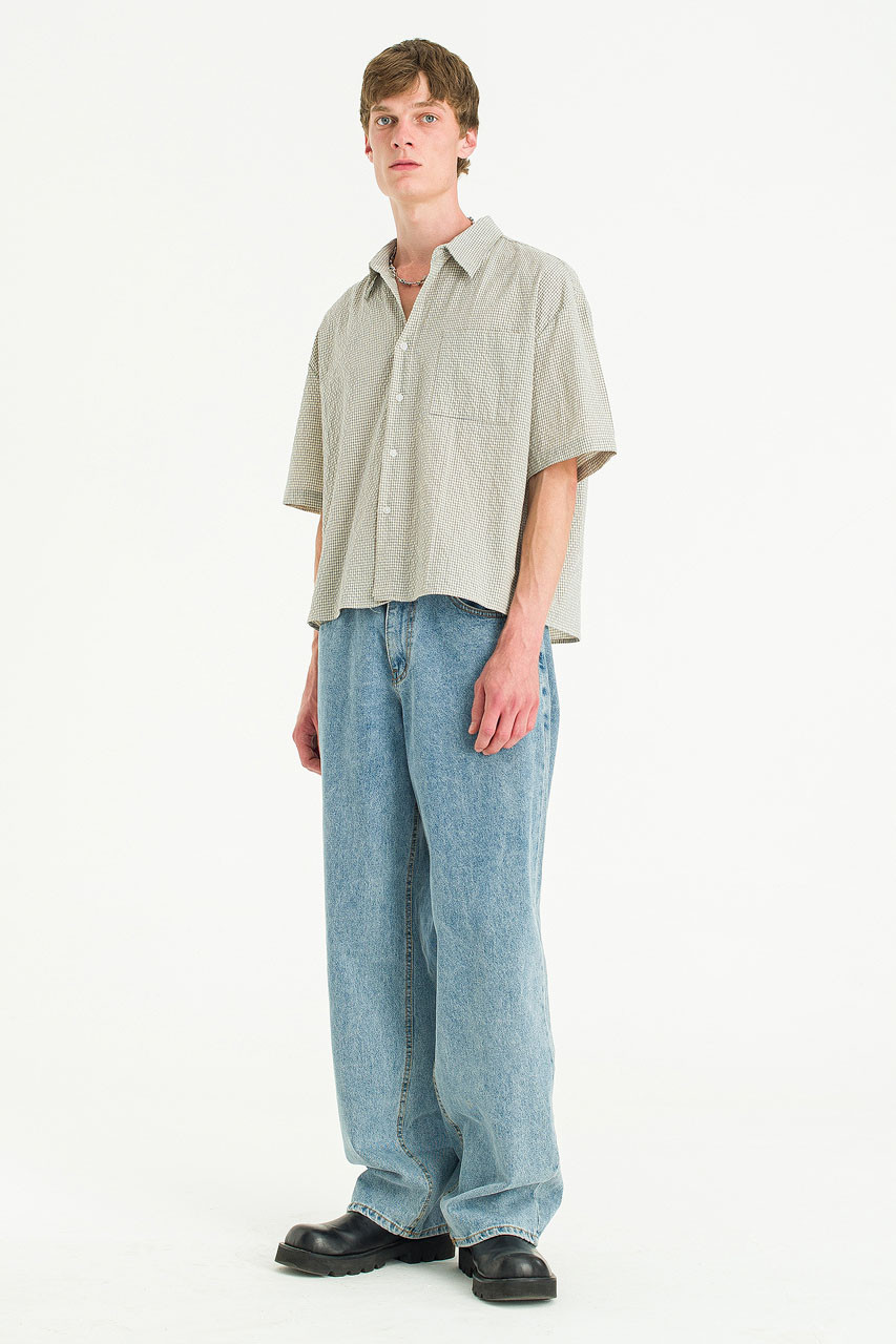 Menswear | Boxy-Crop Shirt, Sky Blue