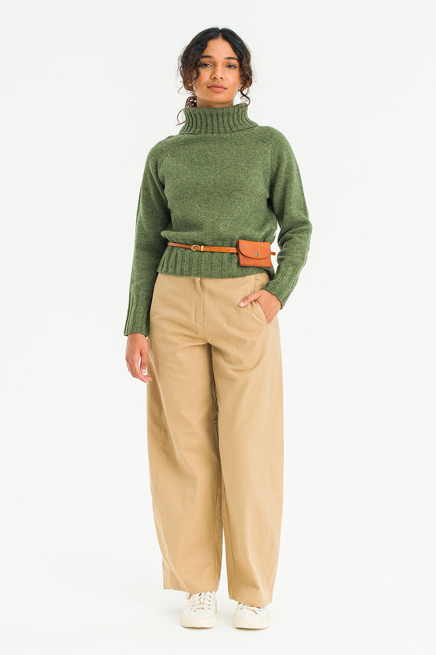 Verde Barrel Cotton Pants, Beige