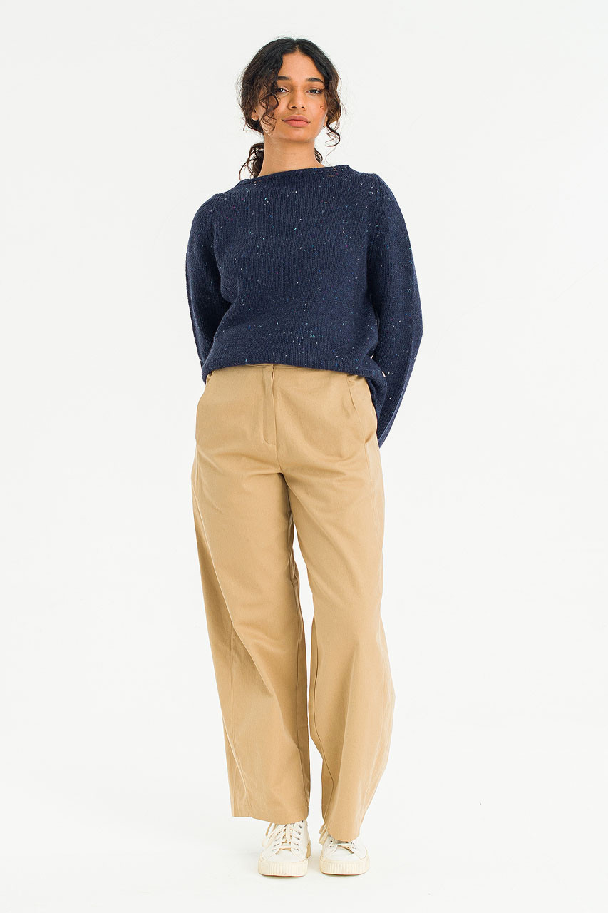 Verde Barrel Cotton Pants, Beige