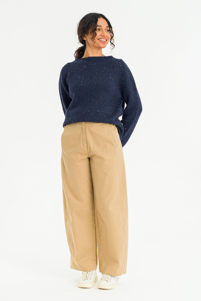Verde Barrel Cotton Pants, Beige