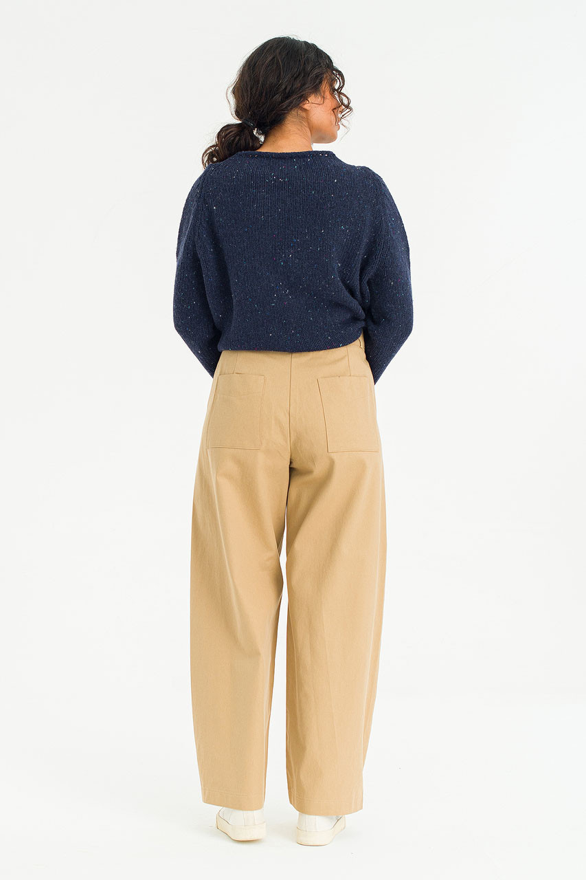 Verde Barrel Cotton Pants, Beige