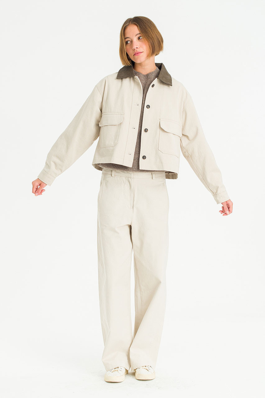 Elea Contrast Collar Jacket, Oat