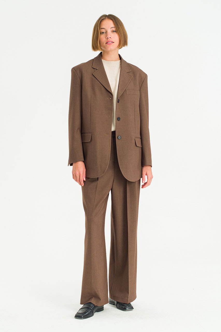 Refined Three Buttons Blazer, Amber Brown