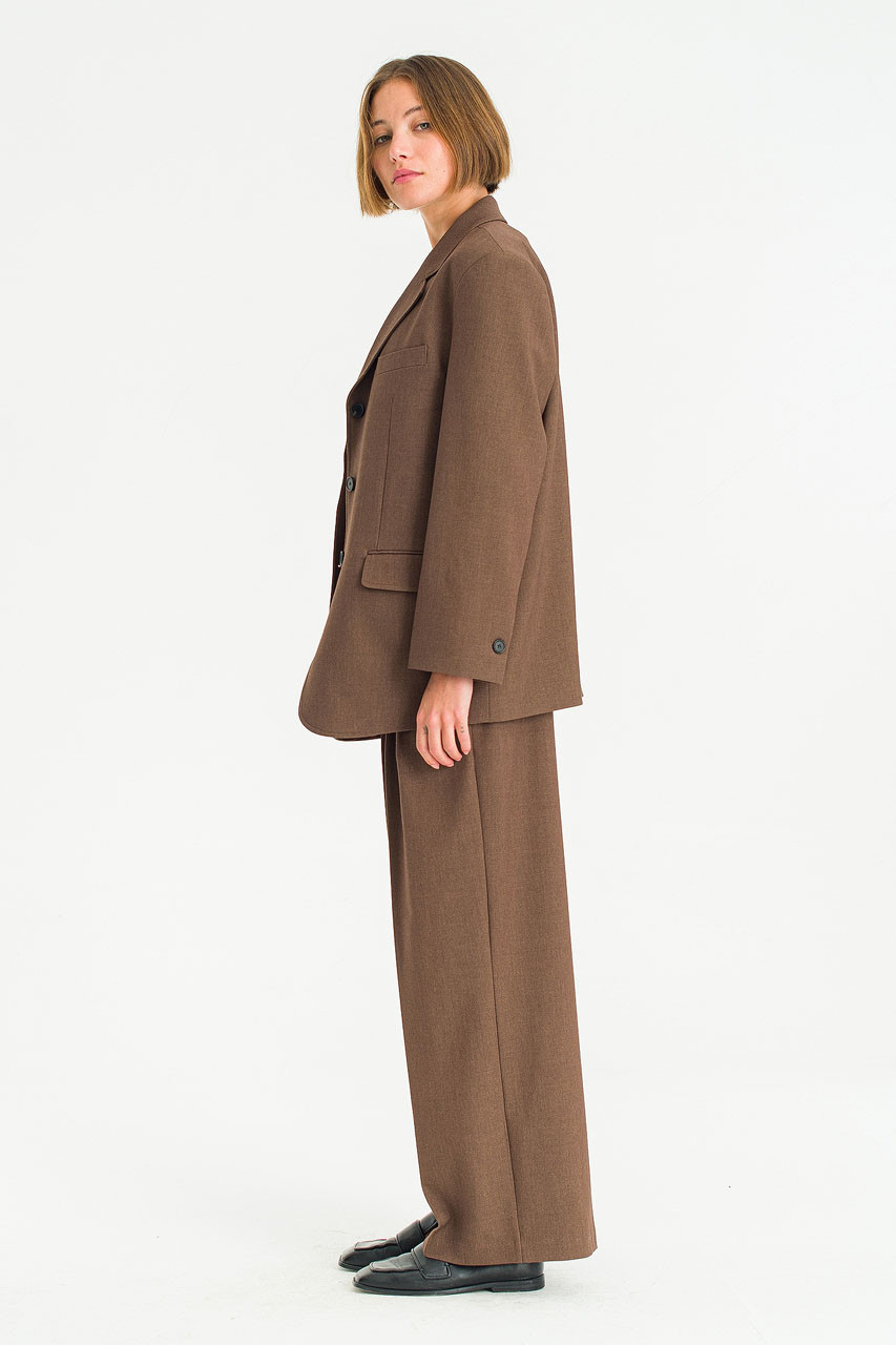 Refined Three Buttons Blazer, Amber Brown