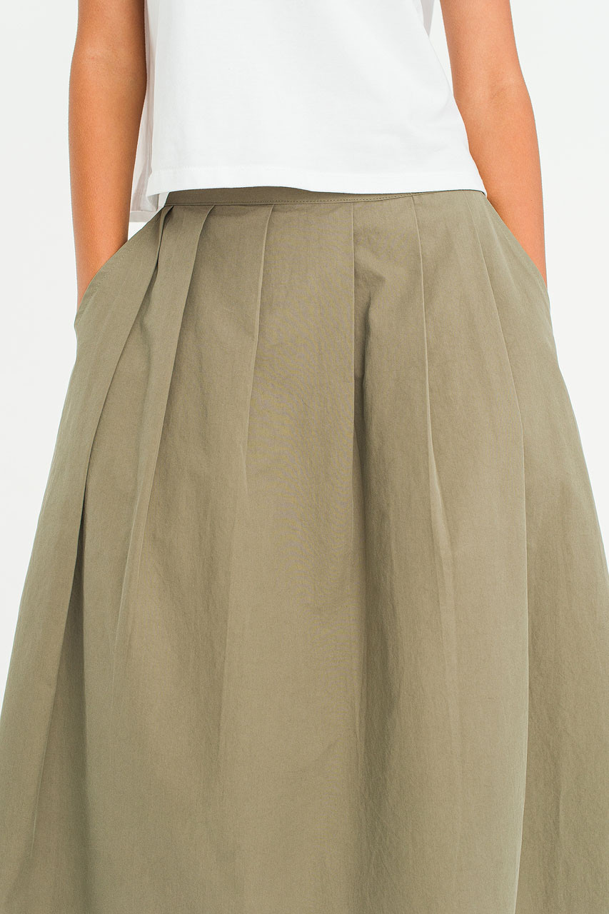 Kyoko Cotton Flare Skirt, Khaki