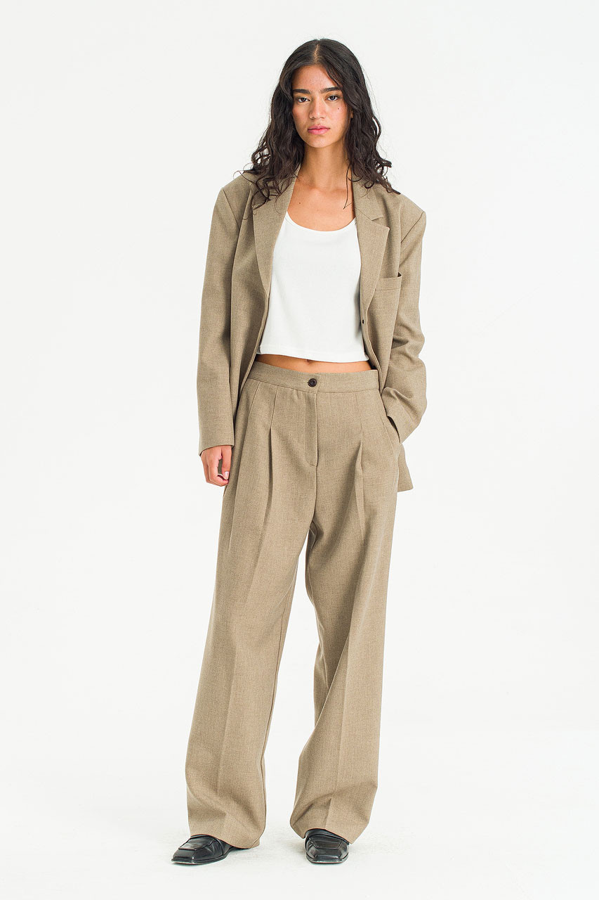 Framed Tailored Blazer, Beige