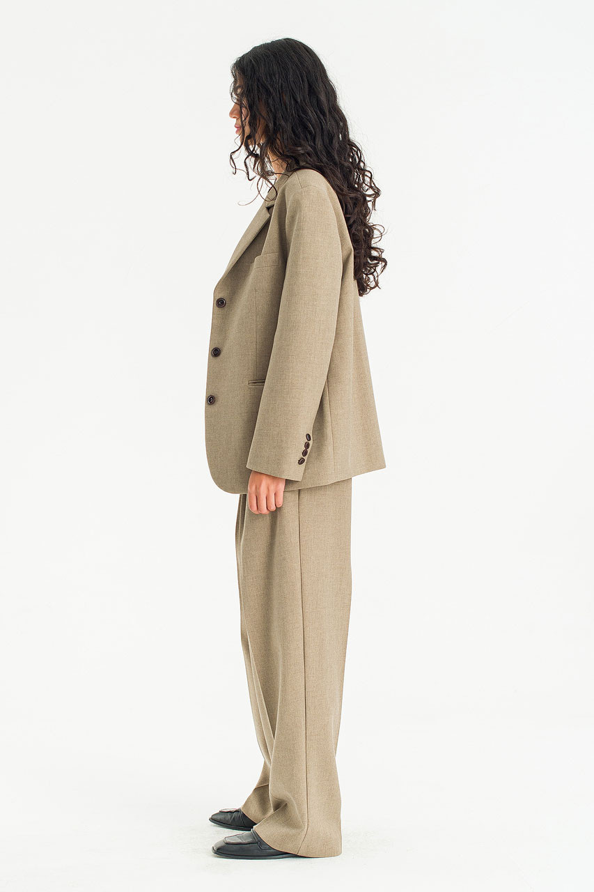 Framed Tailored Blazer, Beige