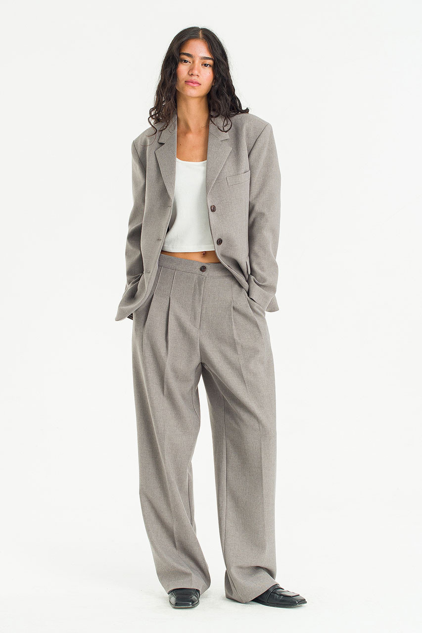 Framed Tailored Blazer, Grey