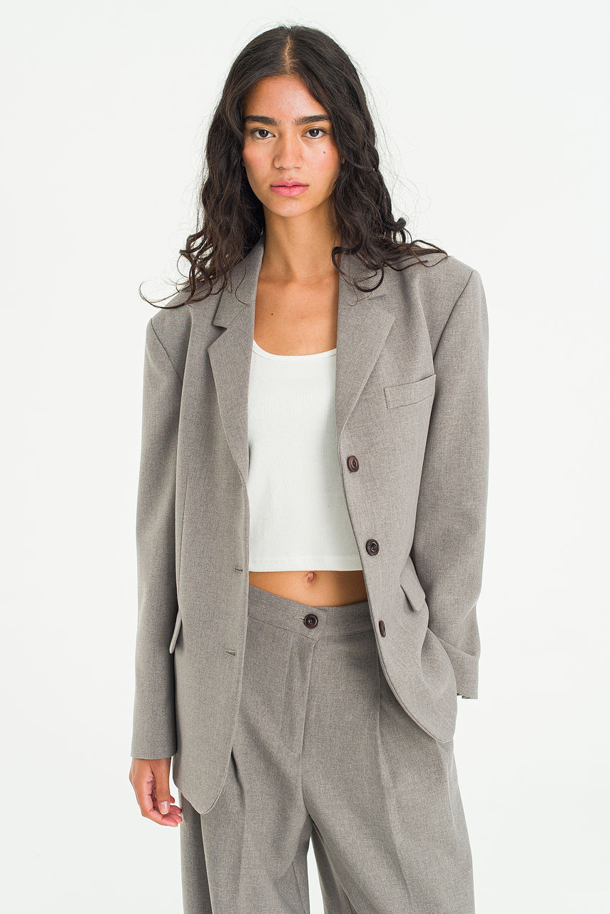 Framed Tailored Blazer, Grey
