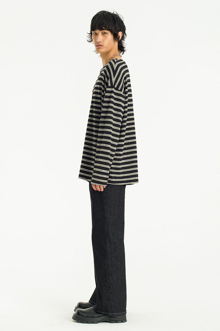 Menswear | Striped Knit Tee, Black