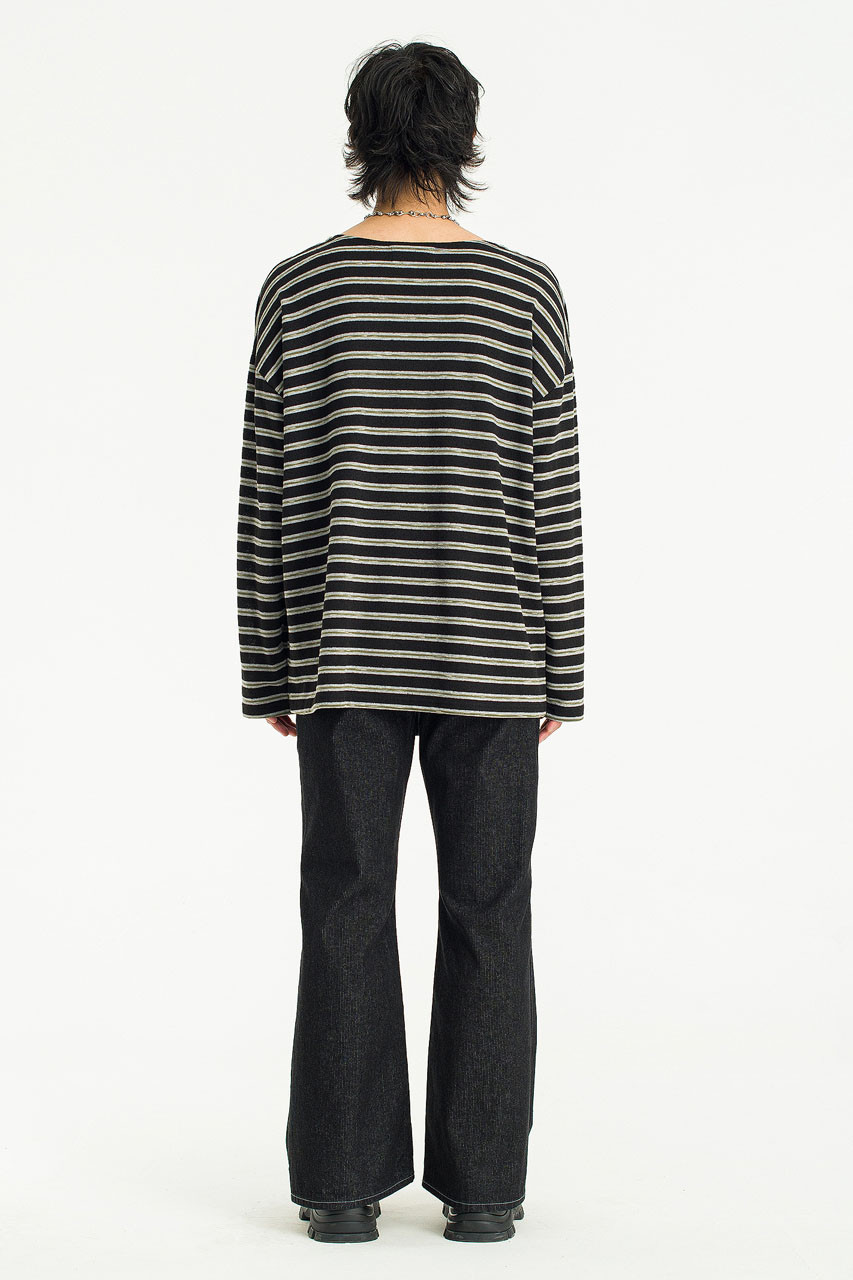 Menswear | Striped Knit Tee, Black