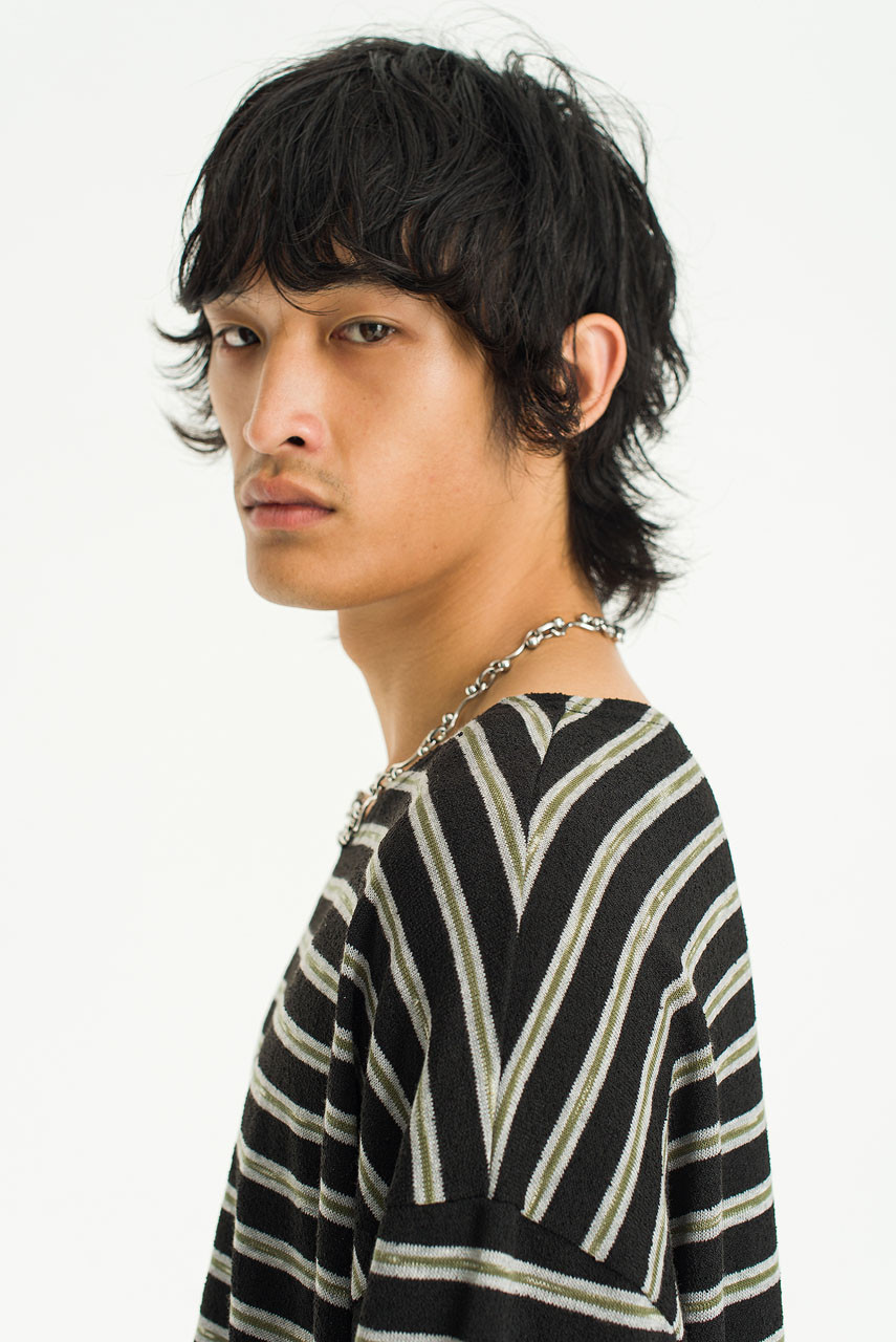 Menswear | Striped Knit Tee, Black