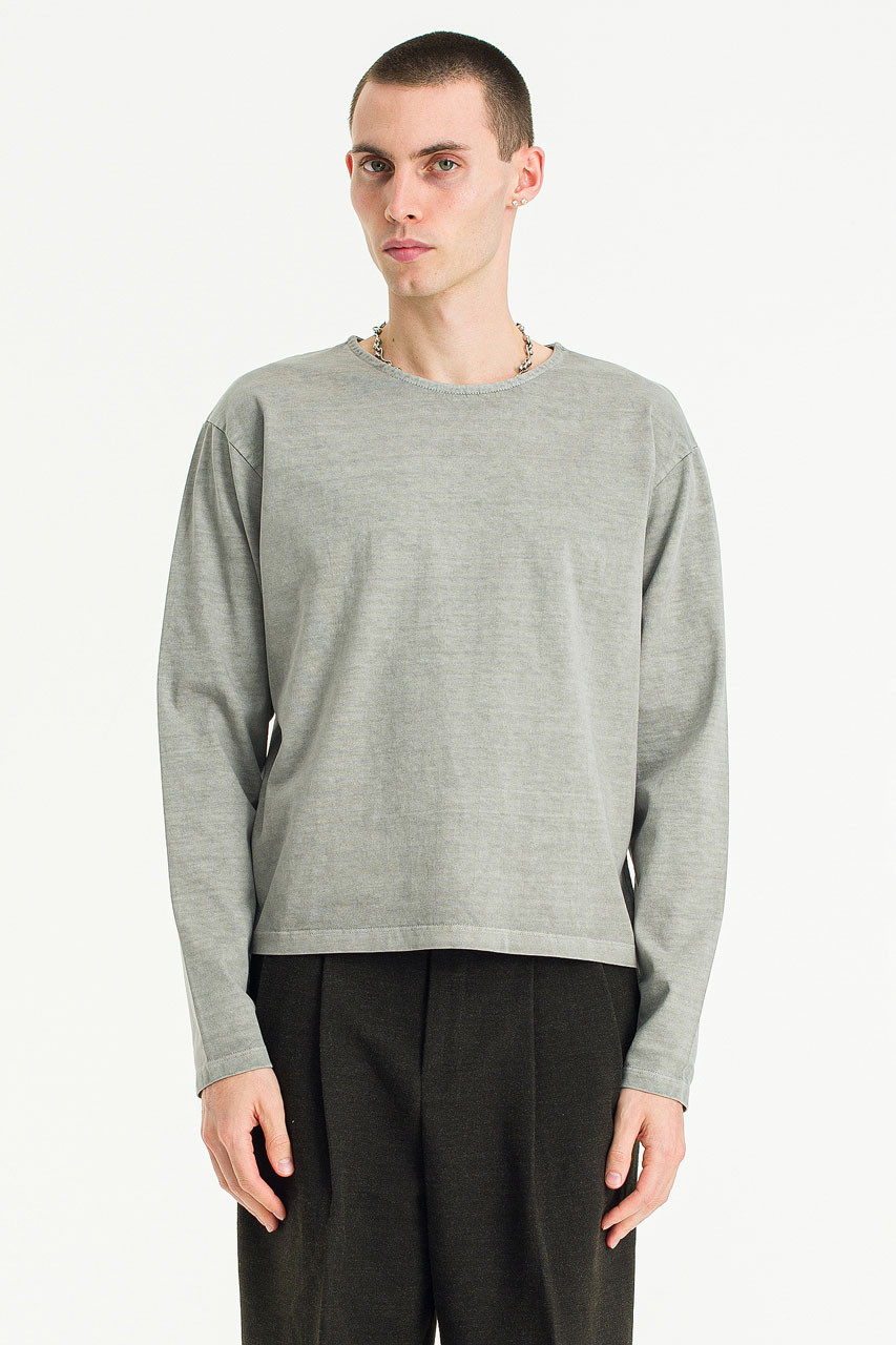 Menswear | Cropped Pigment Long Sleeve, Charcoal