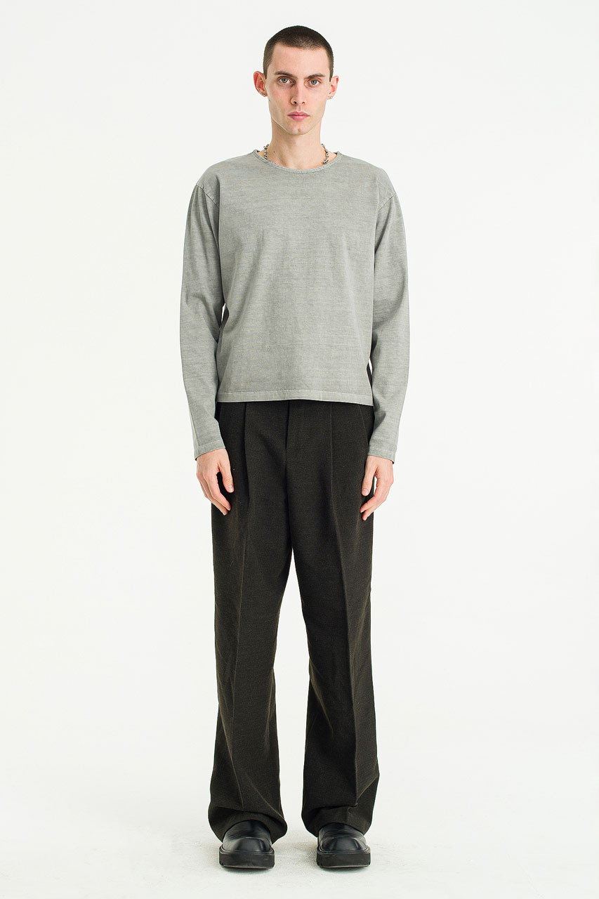 Menswear | Cropped Pigment Long Sleeve, Charcoal