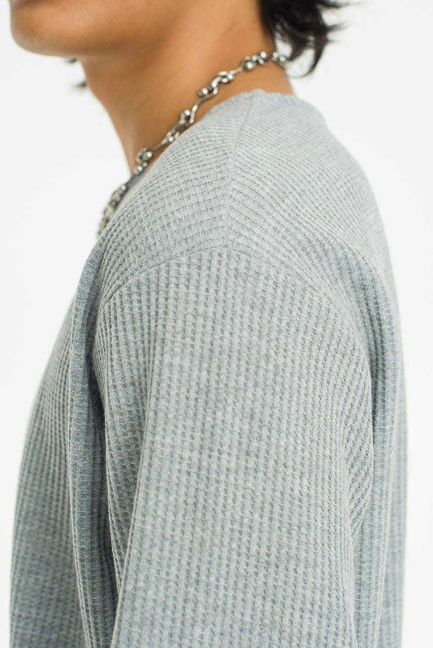 Menswear | Cropped Waffle Tee, Melange Grey