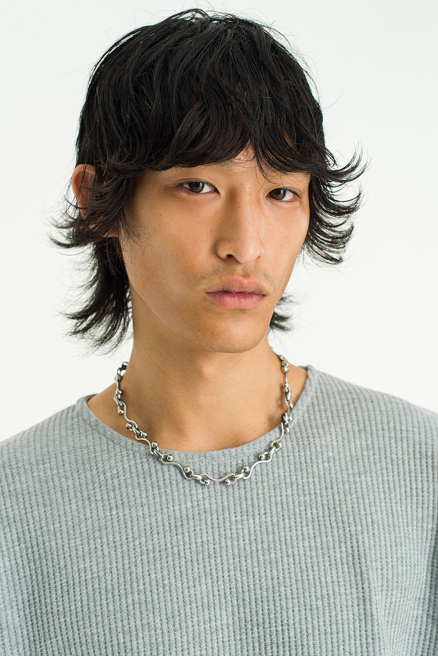 Menswear | Cropped Waffle Tee, Melange Grey