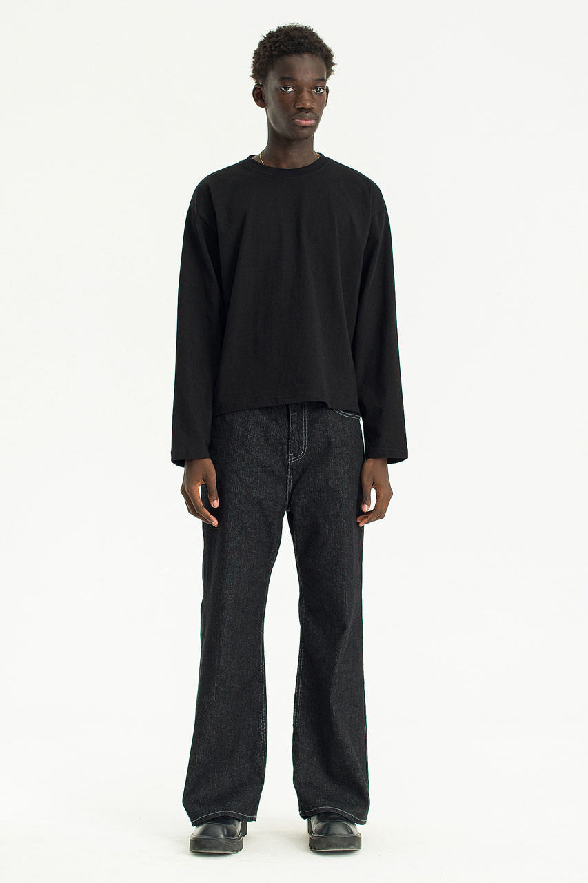 Menswear | Cropped Long-Sleeve Tee, Black