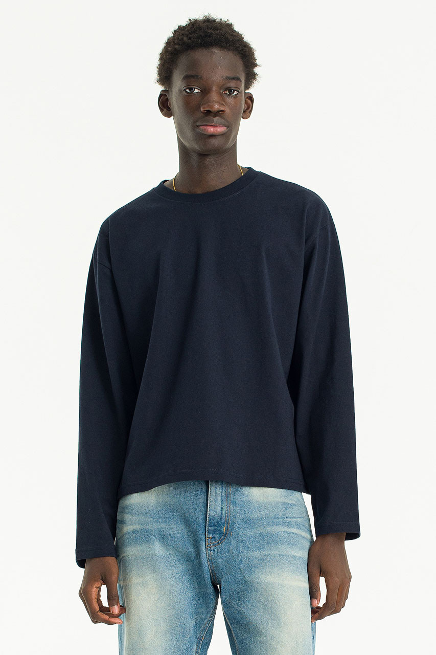 Menswear | Cropped Long-Sleeve Tee, Charcoal