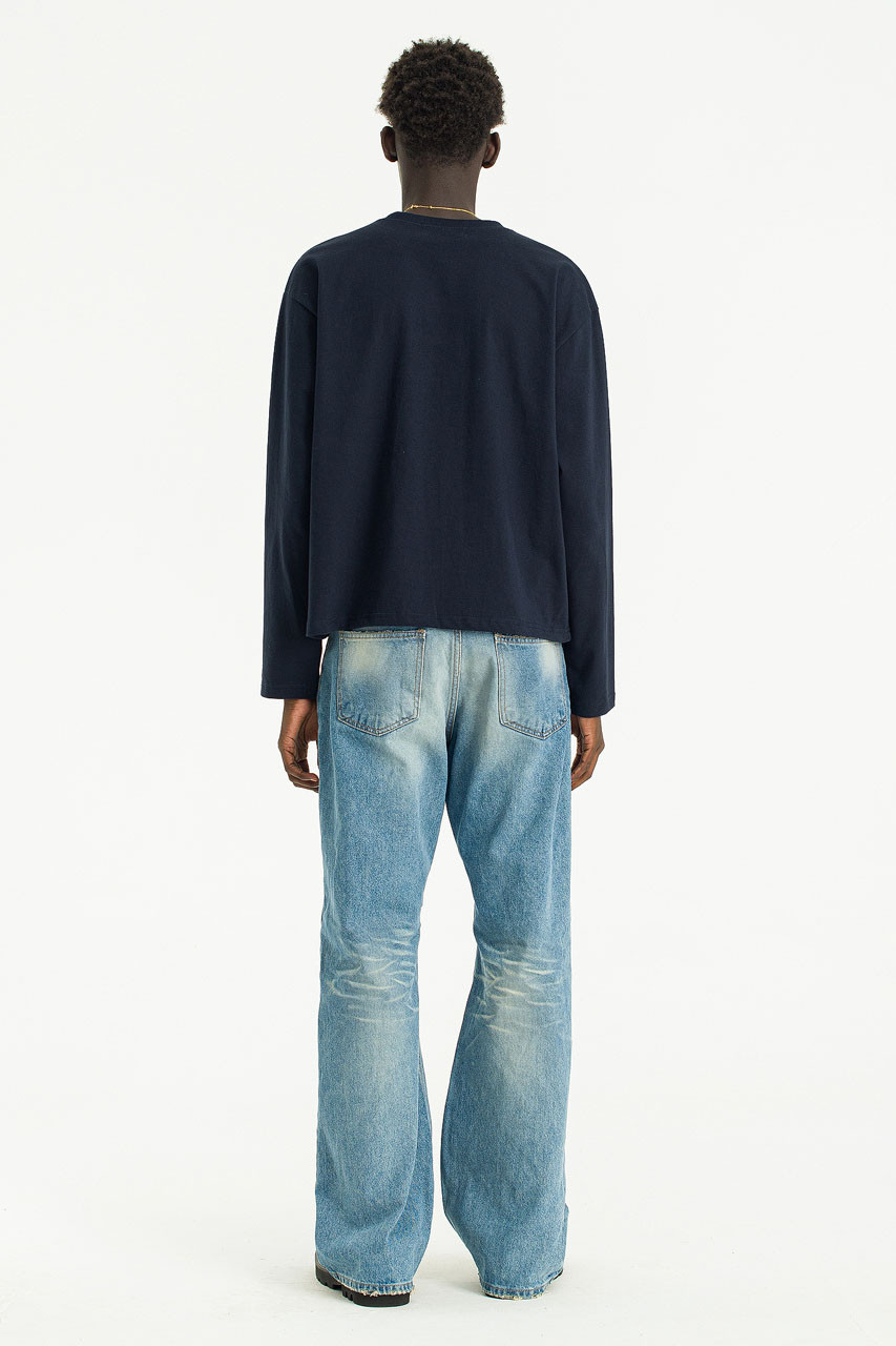 Menswear | Cropped Long-Sleeve Tee, Navy