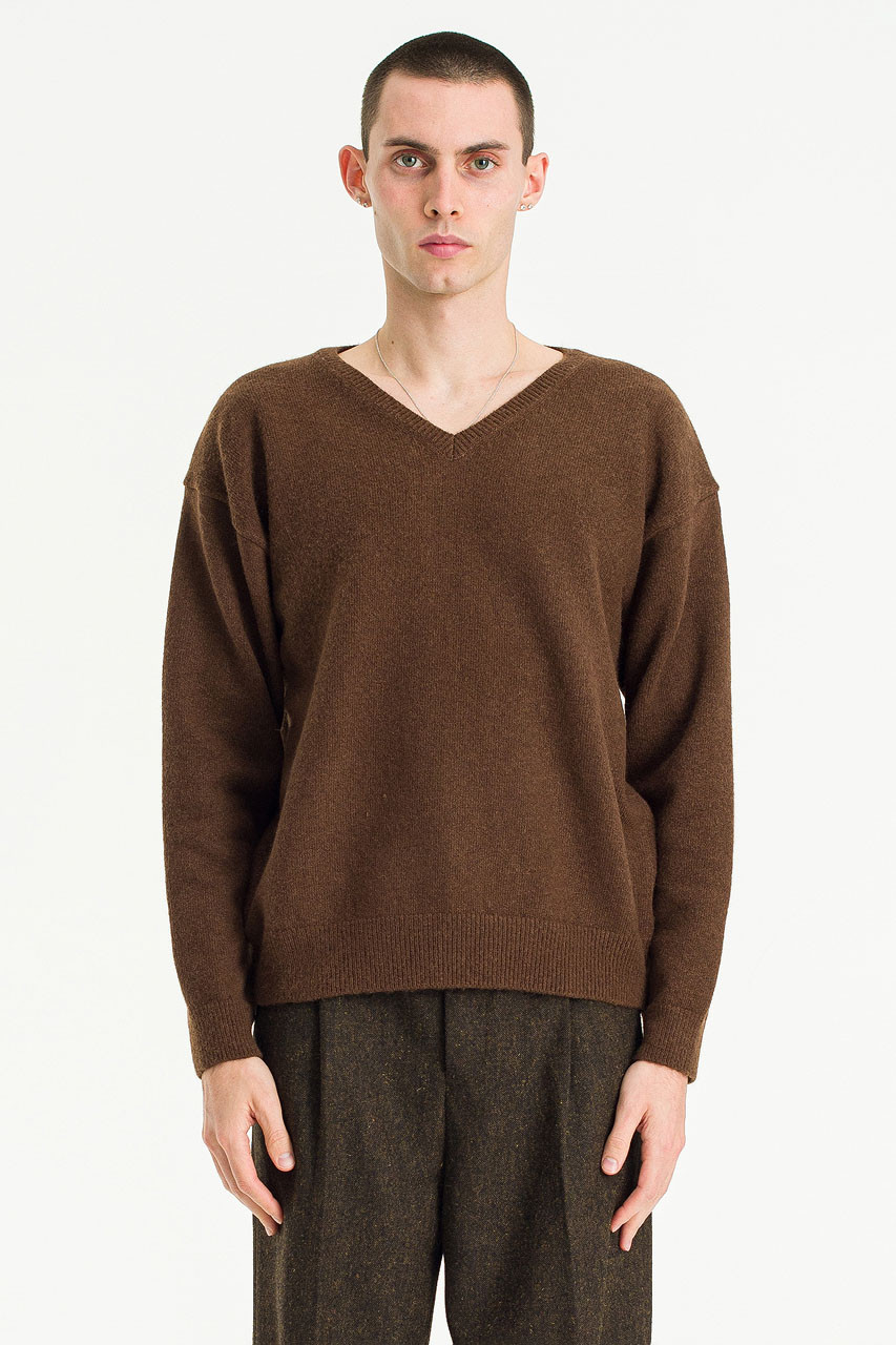 Menswear | Wool Blend V Neck Jumper, Brown