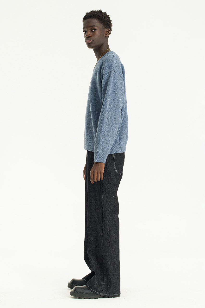 Menswear | Wool Blend V Neck Jumper, Blue