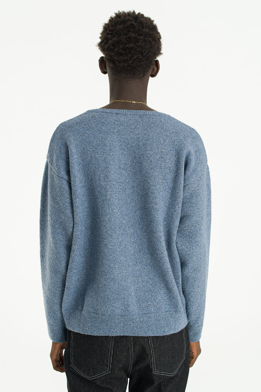 Menswear | Wool Blend V Neck Jumper, Blue