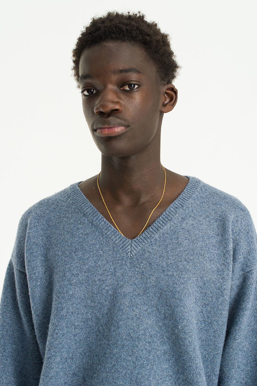 Menswear | Wool Blend V Neck Jumper, Blue