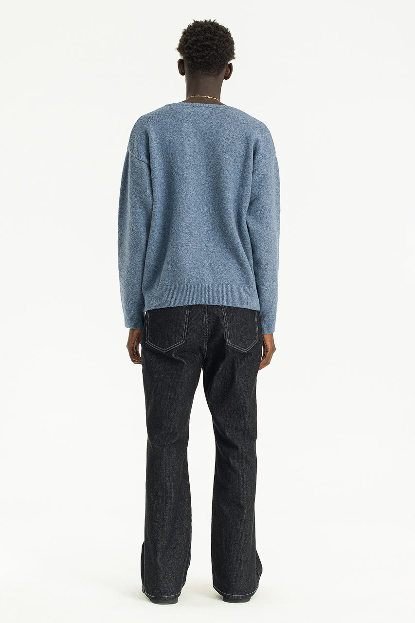Menswear | Wool Blend V Neck Jumper, Blue