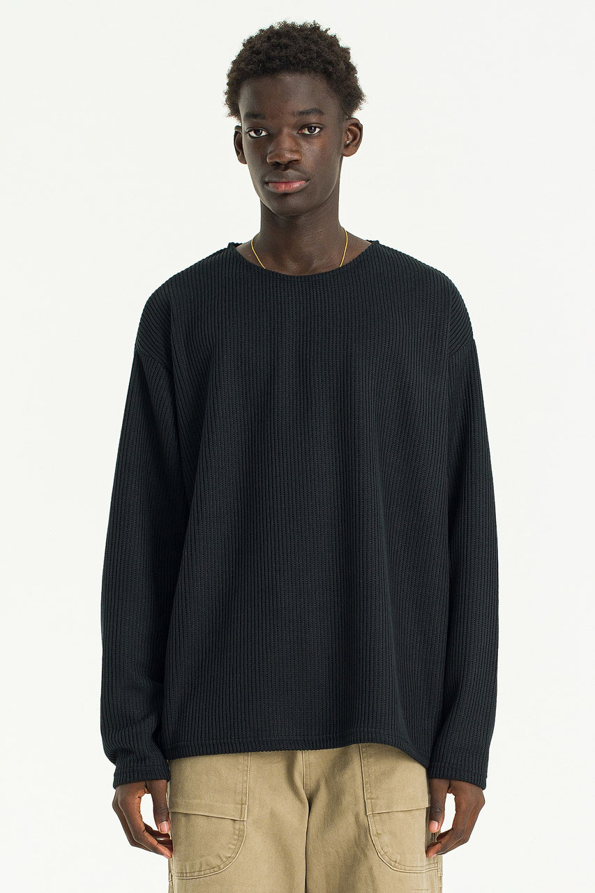Linen Boat Neck Knit  ブラック boatneck knit | ブラック | MI AND MOU