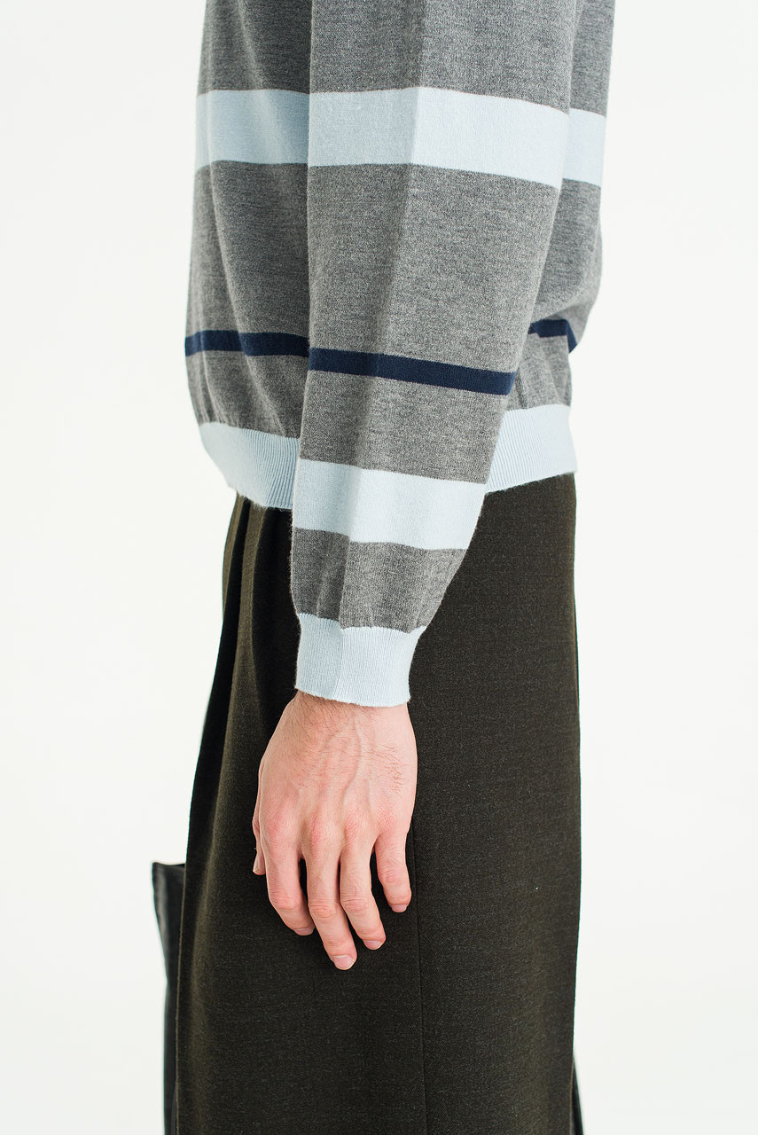 Menswear | Lightweight Cropped Rugby Knit, Grey