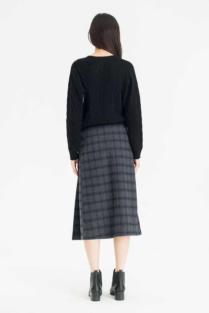 Flora Glen Check Skirt, Grey